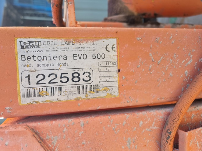 Trompo Concretero Eléctrico 500 Lt. / Marca Betoniera EVO 500 / Usado 